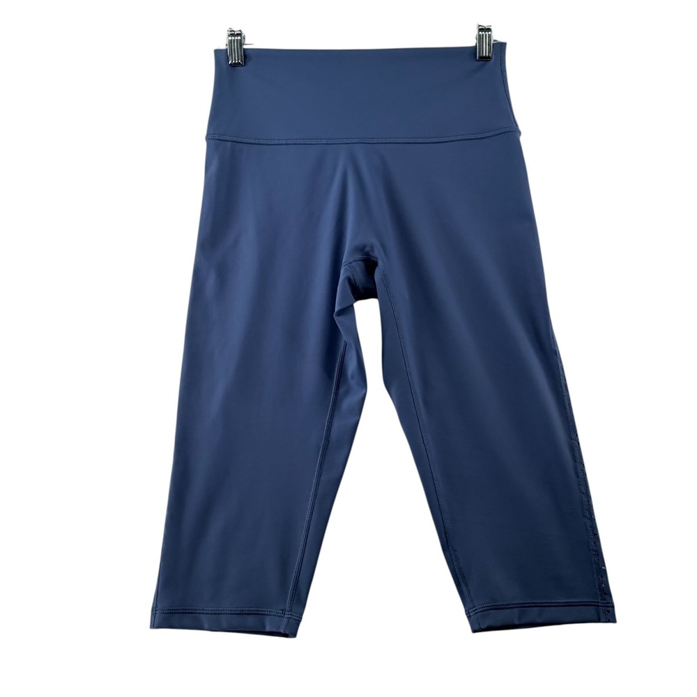 Aerie Move High Waisted Laser Cut Crop Leggings Womens Large Blue Athletic Gym